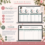 Wedding Planner Spreadsheet - Budget, Guests, Seating, Vendors & More